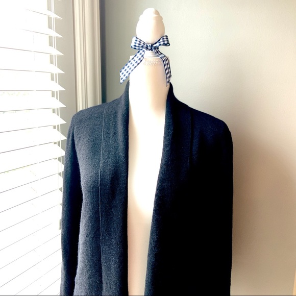 Alpaca (100% Baby Alpaca)•Size S•Black•Knitted Open Front, Draped Cardigan - Picture 2 of 7